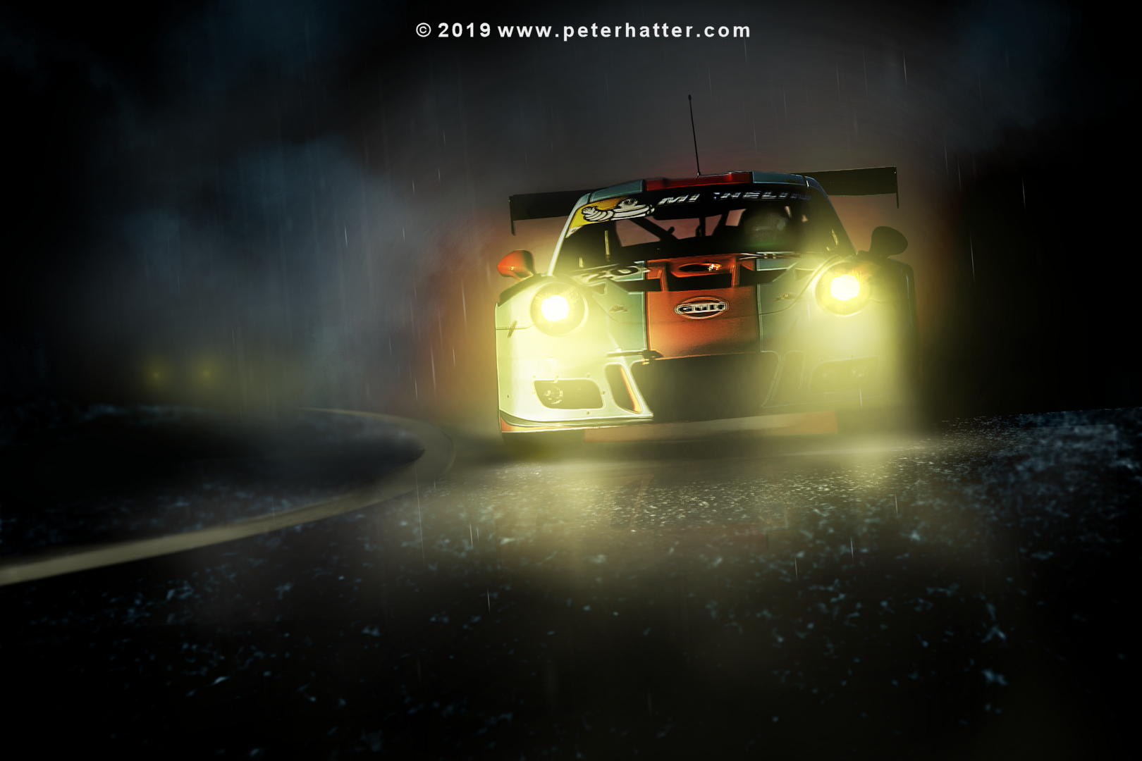 Gulf Porsche GT3R digitally produced artwork.