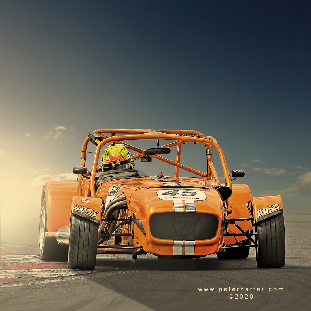 Artwork featuring a Caterham 7.