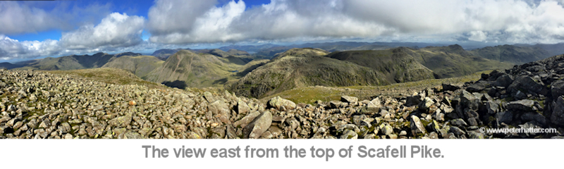 view east from the top of scafell pike